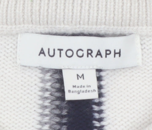 Marks & Spencer Autograph Women’s White Check Merino Wool Pullover Jumper M