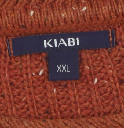 Kiabi Men's Brown 2XL Chunky Knit Wool Blend Pullover Jumper