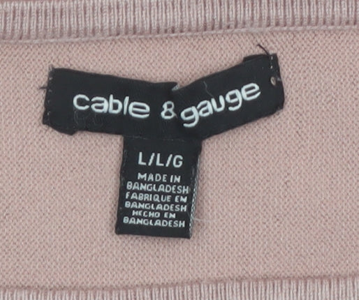 Cable & Gauge Women’s Pink Lace Trim Dolman Pullover Jumper Size L