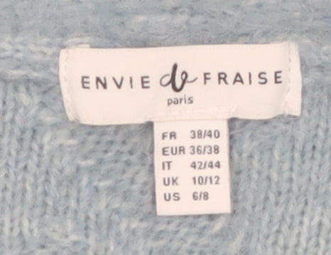 Envie de Fraise Women Blue Cable-Knit Wrap Jumper Size 10/12