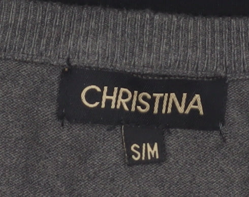 Christina Women’s Grey Short Sleeve Knit Pullover Jumper S