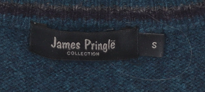 James Pringle Men's Blue Wool Crew Neck Pullover Jumper Size S
