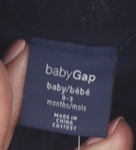 Baby Gap Unisex Black Geometric Knit Hooded Cardigan 0-3 Months
