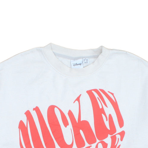 Disney Women White Mickey Mouse XL Sweatshirt Crew Neck Pullover
