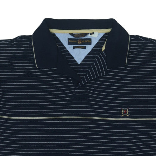Tommy Hilfiger Men’s Black Striped Golf Polo Shirt XL Cotton