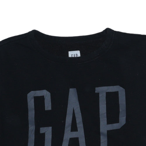 GAP Girls Black Logo Pullover Sweatshirt Size 14 Years Crew Neck Fleece