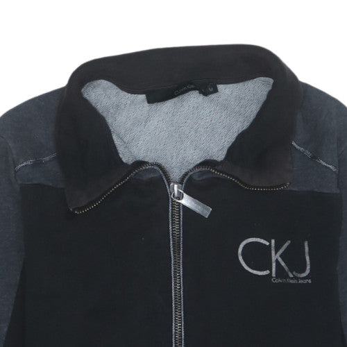 Calvin Klein Jeans Women Black Full Zip Sweatshirt M Cotton CKJ Logo