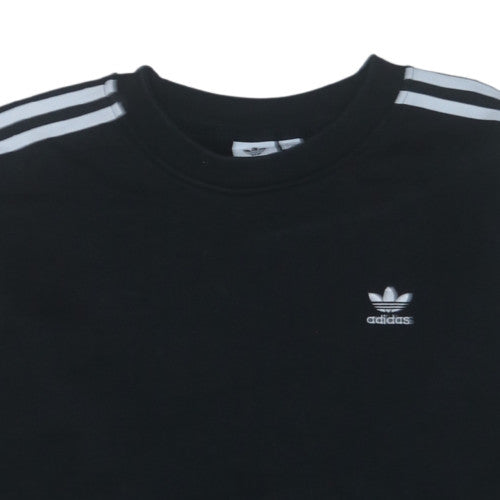 Adidas Women Black Crew Neck Long Sleeve Pullover Sweatshirt Size 8