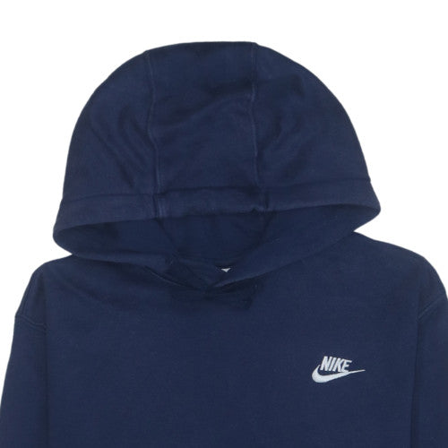 Nike Womens Navy Blue Pullover Hoodie M Cotton Blend Logo Casual