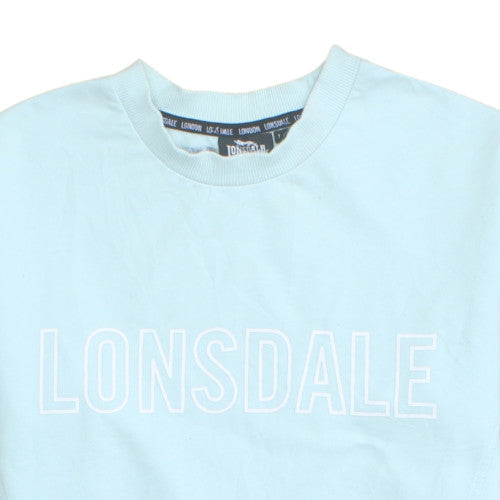 Lonsdale Women Blue Crew Neck Cotton Blend Logo Sweatshirt Size 10