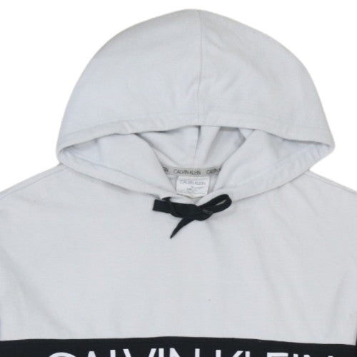 Calvin Klein Men's White Pullover Hoodie Medium Logo Design