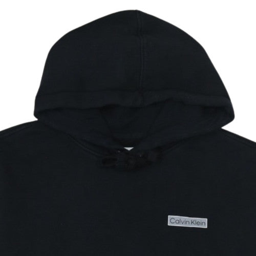 Calvin Klein Mens Black Pullover Hoodie L Fleece Logo Sweatshirt