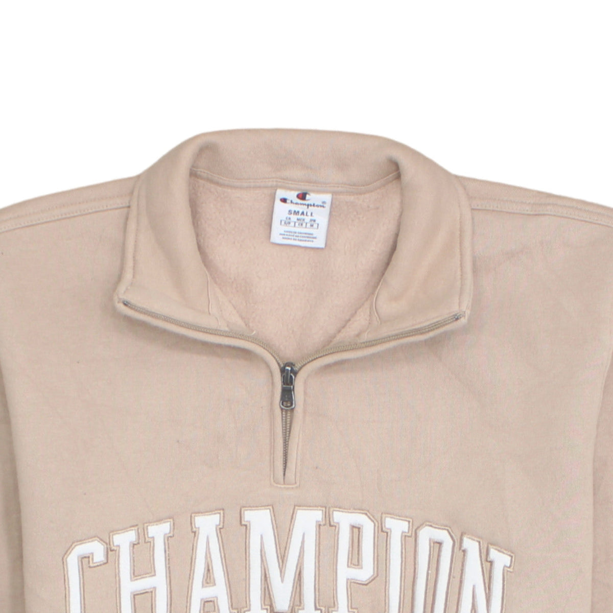 Champion Women Beige Small 1/4 Zip Pullover Sweatshirt Fleece Lined