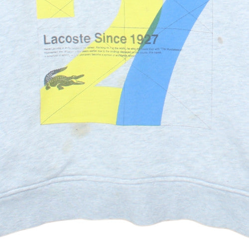 Lacoste Men's Grey Graphic Pullover Hoodie Size XL Sports Style