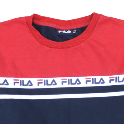 Fila Womens Navy Red Crew Neck Pullover Sweatshirt XL