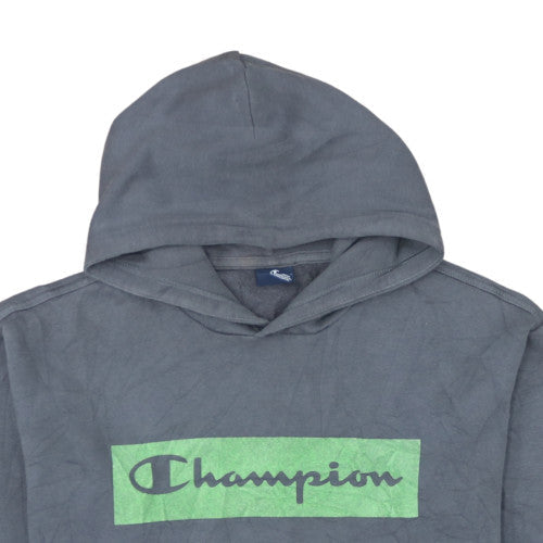 Champion Men's Grey Pullover Hoodie Small Logo Graphic Fleece