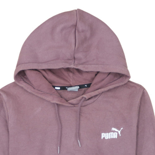 Puma Women's Mauve Pullover Hoodie Size M Embroidered Logo Cotton Blend