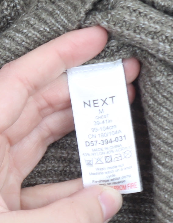 Next Men's Brown Rib-Knit Crew Neck Pullover Jumper Size M