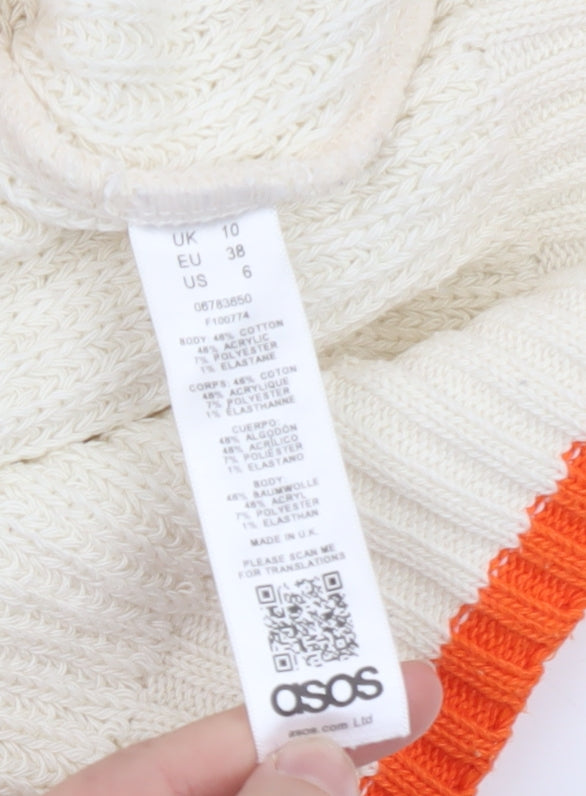 ASOS Women Ivory Roll Neck Chunky Knit Jumper Size 10