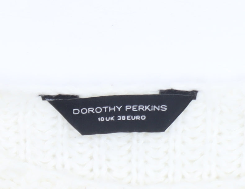 Dorothy Perkins Women Ivory Beaded Knit Jumper Size 10