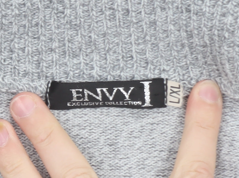 Envy Women Grey L Knit Long Sleeve Open Cardigan