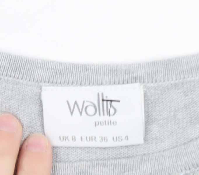 Wallis Women’s Grey Petite Lace Crew Neck Jumper Size 8
