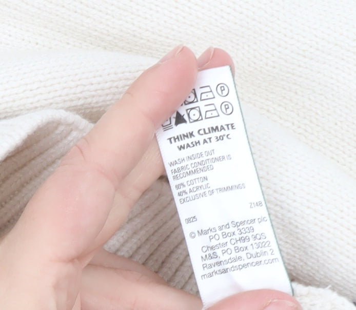 Marks & Spencer Women Ivory XL Crew Neck Pullover Jumper
