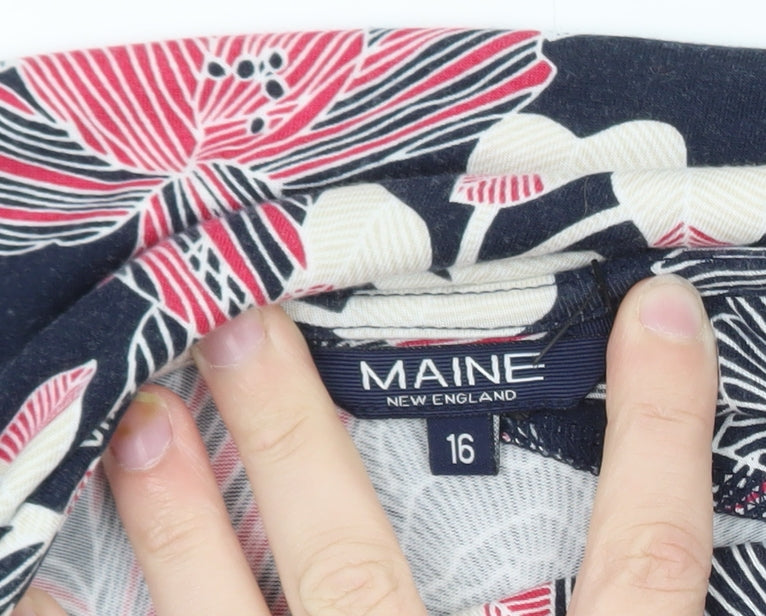 Maine New England Women’s Multicoloured Floral Jersey Knee Length A-Line Dress Size 16