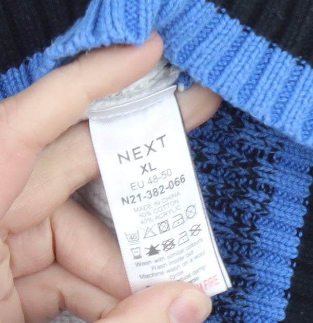 Next Women’s Ivory Blue V-Neck Knit Jumper XL Cotton Blend