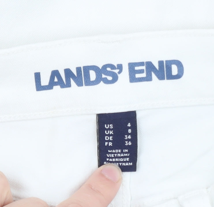 Lands' End Women's White Straight Leg Stretch Jeans Size 8