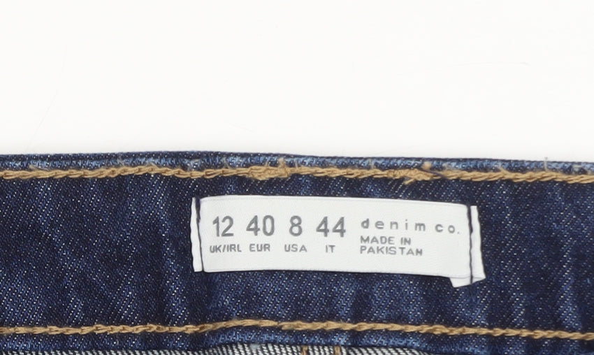 Denim Co. Women's Blue Wide-Leg Jeans Size 12 Relaxed Fit