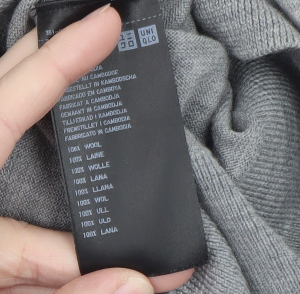 Uniqlo Men's Grey Wool Crew Neck Pullover Jumper Size M