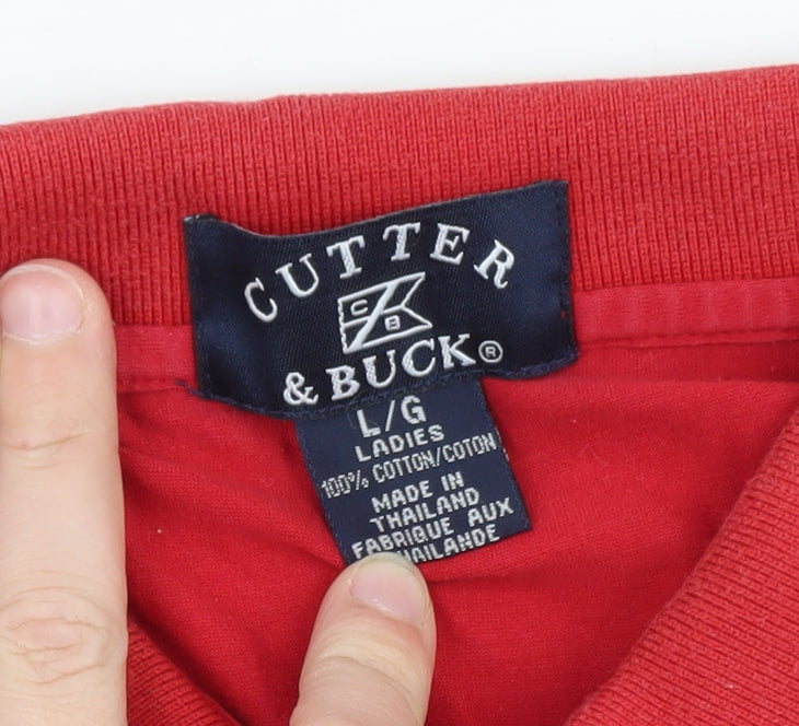 Cutter & Buck Red Cotton Men's L Polo Shirt Classic Fit