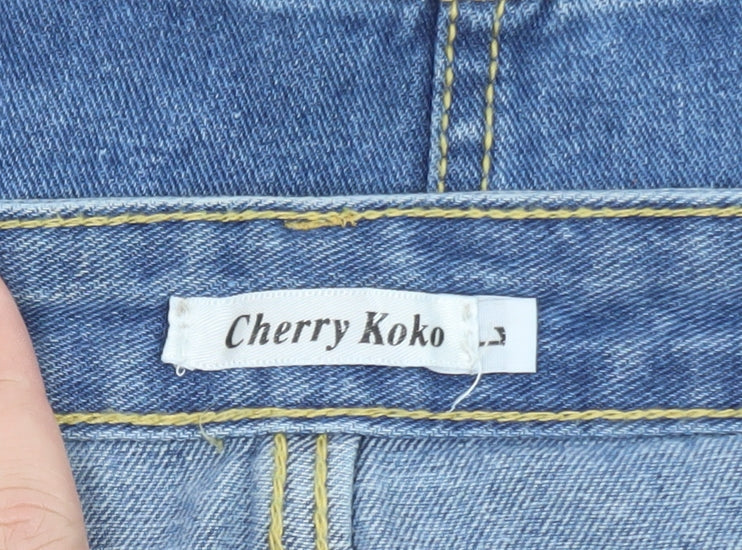 Cherry Koko Women Blue Denim Beaded Distressed Pencil Skirt L