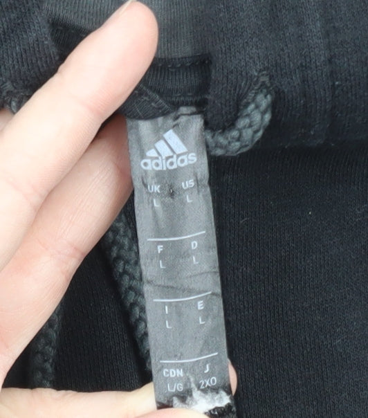 Adidas Men's Black Full Zip Hoodie L Sports Fleece Jacket