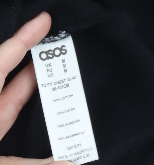 ASOS Women's Black Full Zip Hoodie Size M 100% Cotton Casual