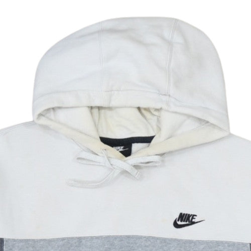 Nike Womens Grey & White Pullover Hoodie L Cotton Blend Casual