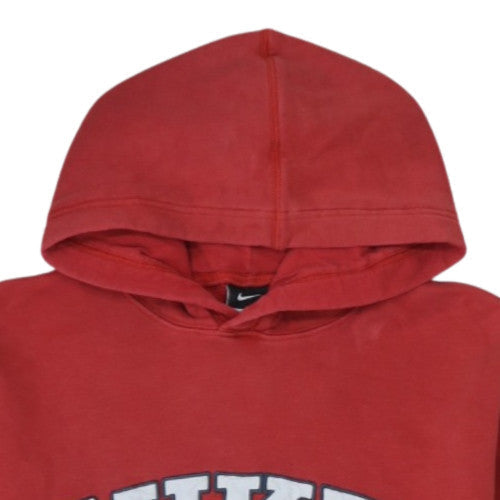 Nike Womens Red Pullover Hoodie L Cotton Blend Casual Sweatshirt