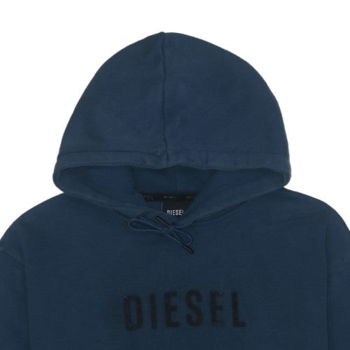 Diesel Men's Blue Pullover Hoodie L Regular Fleece Logo Sweatshirt