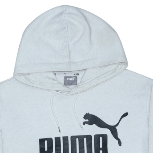 Puma Men's Grey Pullover Hoodie M Logo Sports Fleece