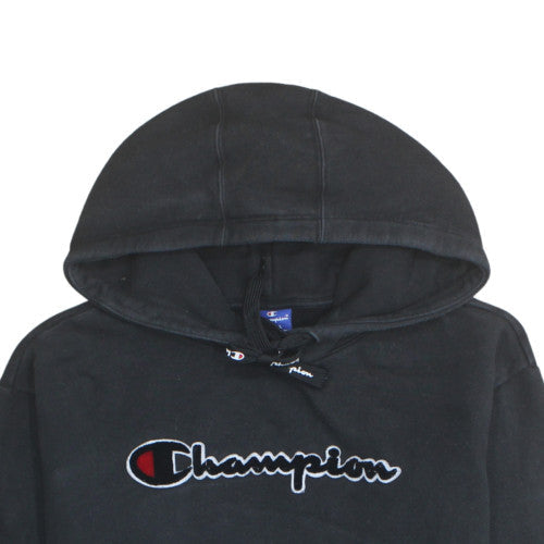 Champion Womens Black Small Pullover Hoodie 100% Cotton Logo Design