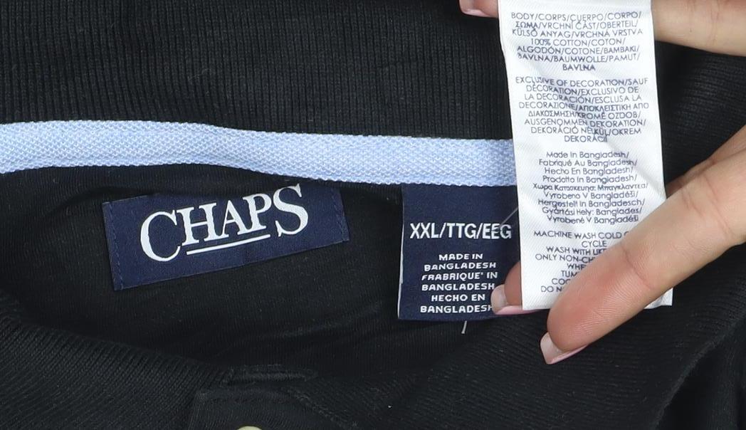 Chaps Men's Black 2XL Cotton Polo Shirt Classic Short Sleeve