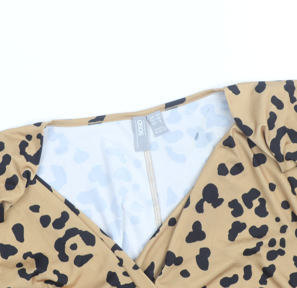 ASOS Women Beige Leopard Print One Piece Swimwear UK 10