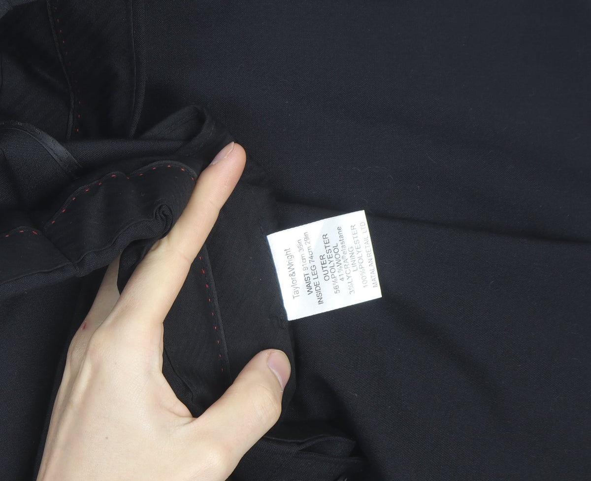 Taylor & Wright Men's Black 36S Pleated Dress Trousers