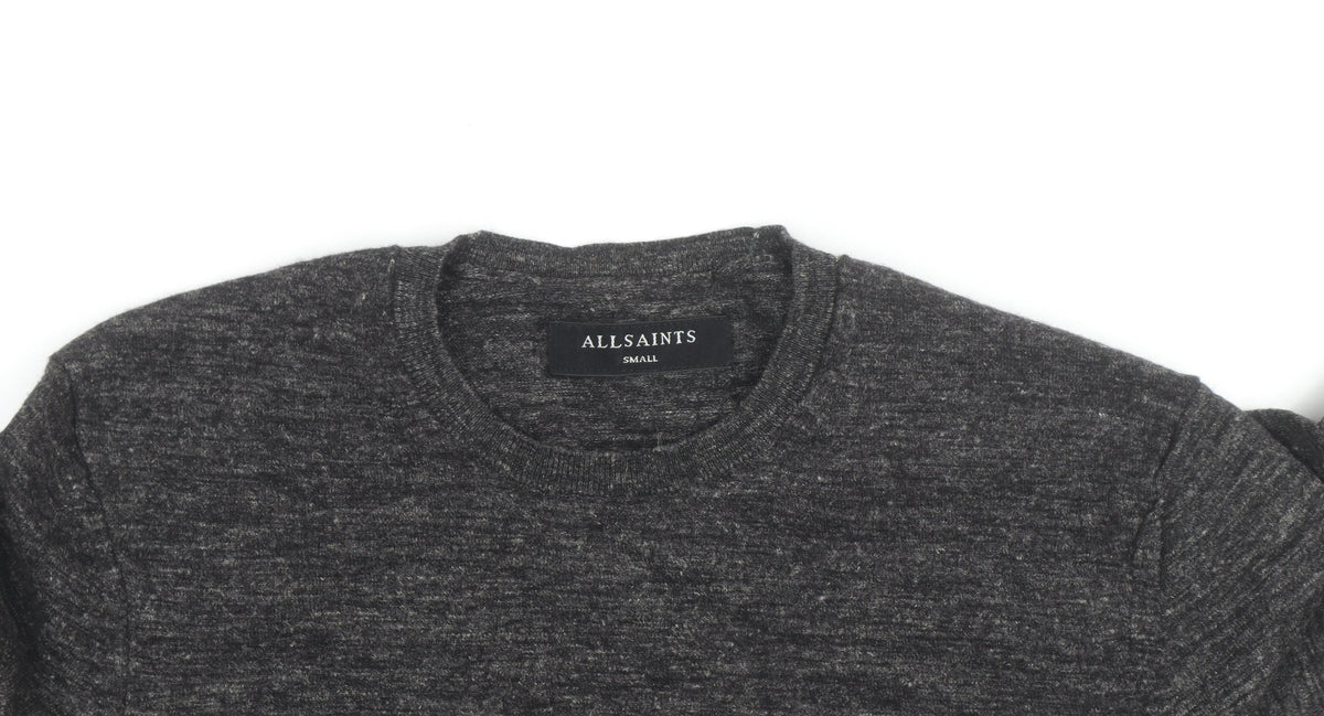 AllSaints Men’s Grey Wool Crew Neck Jumper Size S