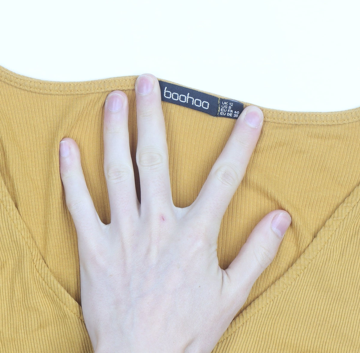 Boohoo Womens Yellow Long Sleeve A-Line Button Jersey Dress Size 12
