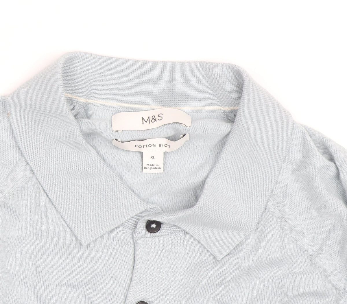 Marks & Spencer Men’s Blue Cotton Blend Long Sleeve Polo Shirt XL