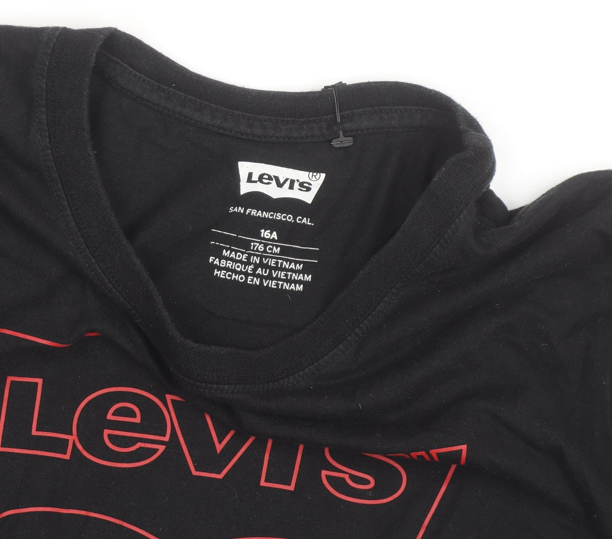 Levi's Men's Black Long Sleeve Cotton Graphic Logo Top L