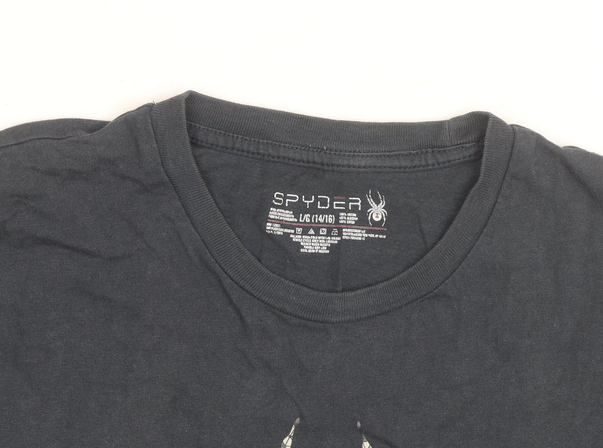 Spyder Boys Black Graphic Spider Logo Short Sleeve Cotton T-Shirt 14-16 Years