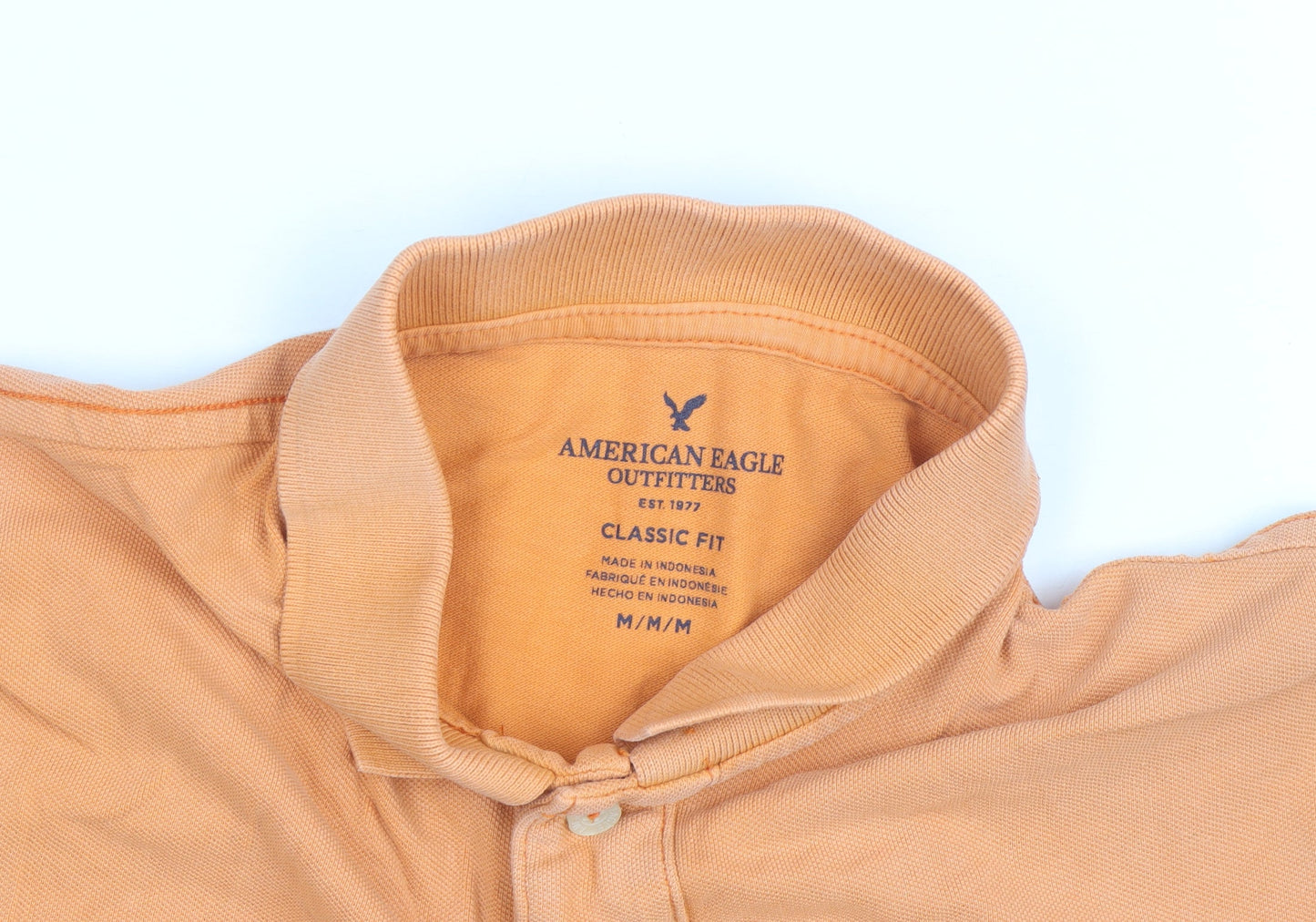 American Eagle Men's Orange Classic Fit Cotton Polo Shirt M